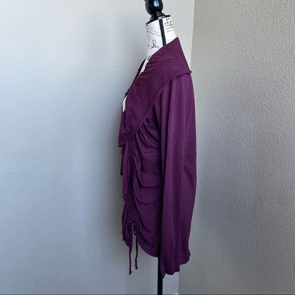 LA made Burgundy/ Plum Colored Duster Cardigan with Ruffles Size S - Picture 6 of 14